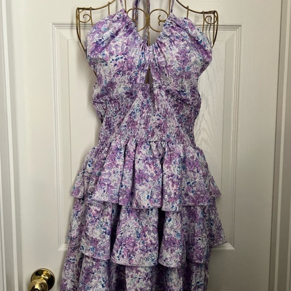 SHEIN Floral Purple Mini Dress